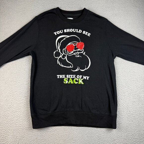 Christmas Sweater Men's Large Funny Humor Crude Santa Crewneck Holiday Homemade - Picture 4 of 9